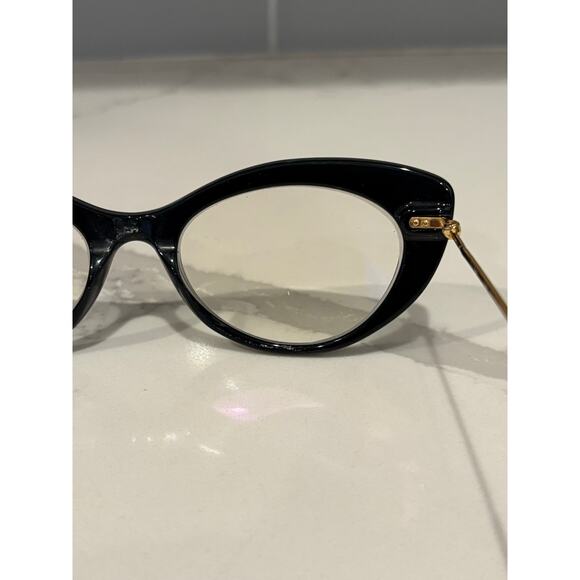 illesteva‎ Beth Black Cat Eye Gold Frame Glasses Made in Italy EUC main image 6